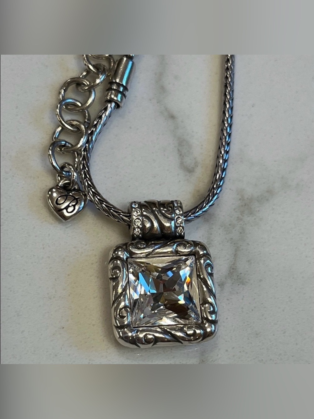 💎 BRIGHTON VINTAGE ‘Regina’ Silver Swarovski Crystal Necklace RARE/RETIRED 💎